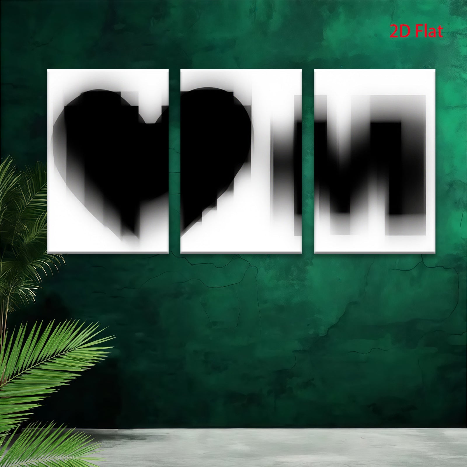 2D flat 1pc minimalist black heart wall art modern farmhouse decor bedroom living room canvas prints gallery wrapped ready to hang large size statement piece