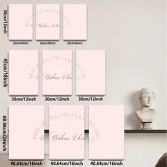 2D flat 1pc minimalist blush pink abstract wall art modern farmhouse living room bedroom decor gallery wrapped canvas prints inspirational cozy home style