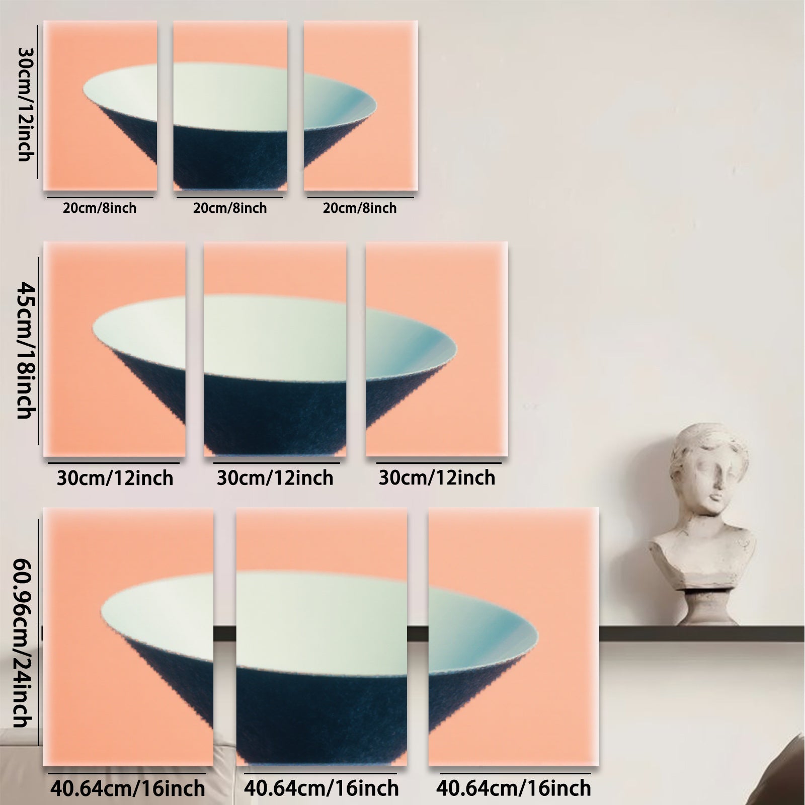 2D flat 1pc minimalist bowl abstract art modern wall decor living room bedroom office farmhouse gallery wrapped canvas print