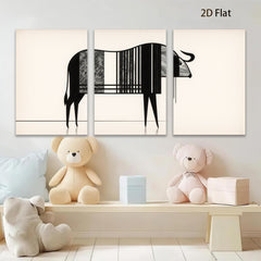 2D flat 1pc minimalist bull abstract animal wall art canvas print modern farmhouse living room bedroom decor gallery wrapped timeless statement piece trending now