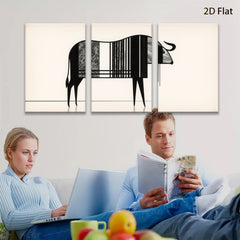2D flat 1pc minimalist bull abstract animal wall art canvas print modern farmhouse living room bedroom decor gallery wrapped timeless statement piece trending now