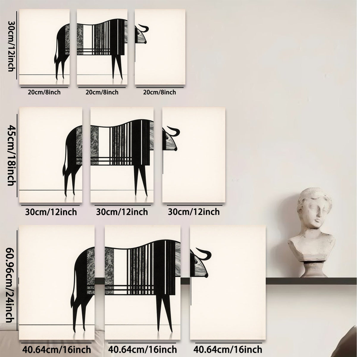 2D flat 1pc minimalist bull abstract animal wall art canvas print modern farmhouse living room bedroom decor gallery wrapped timeless statement piece trending now
