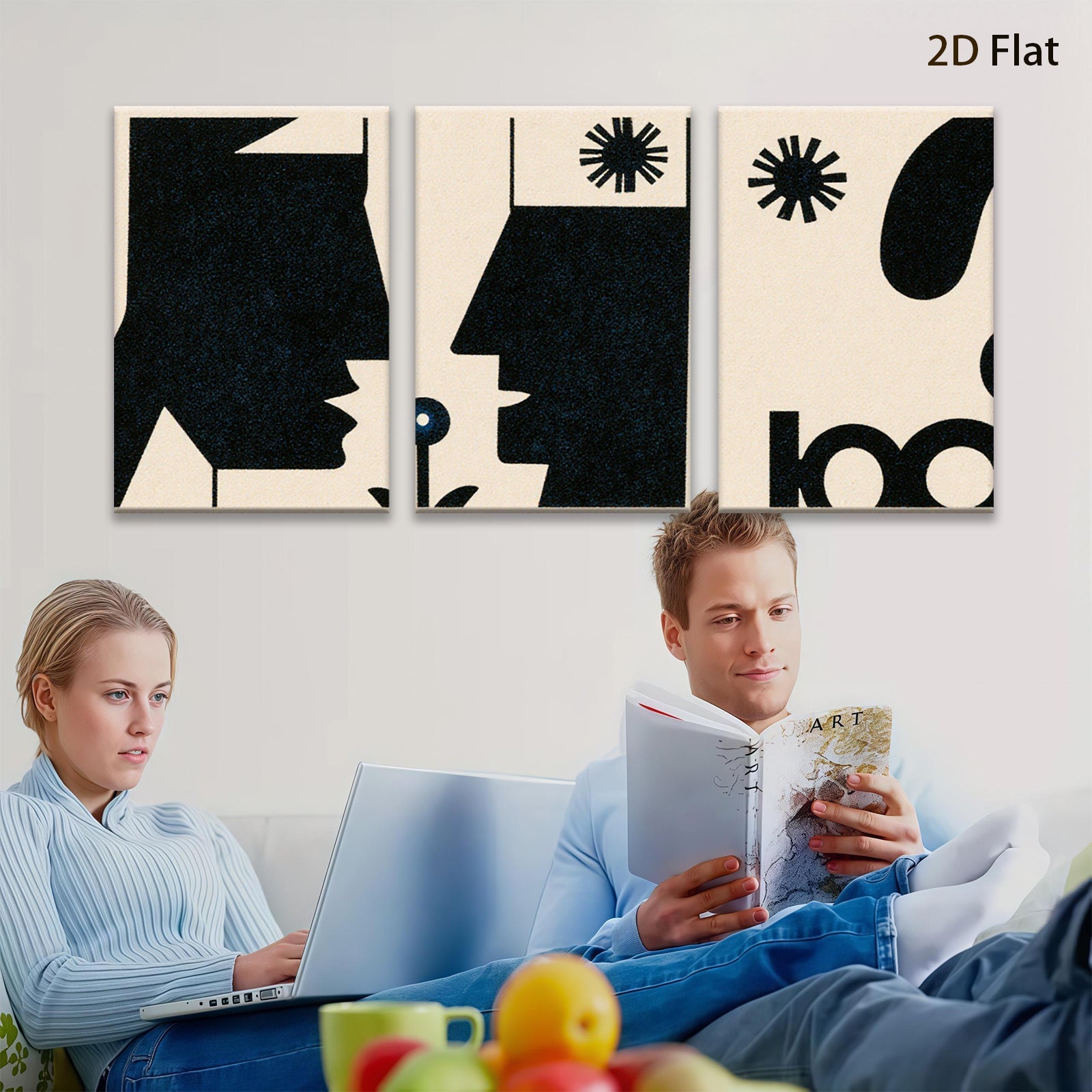 2D flat 1pc minimalist faces plant growth modern wall art for living room bedroom office decor gallery wrapped canvas prints farmhouse style inspirational home decoration
