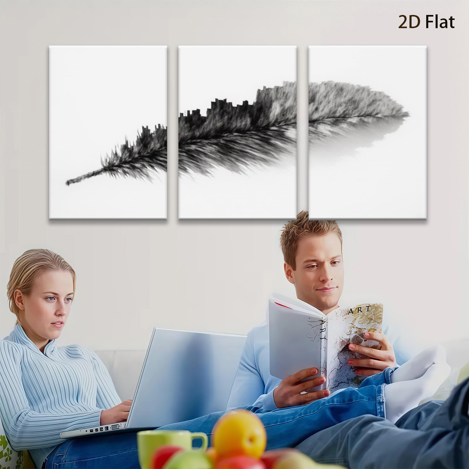 2D flat 1pc minimalist feather wall art modern farmhouse decor living room bedroom canvas print gallery wrapped timeless design rustic chic trending now stylish home accents