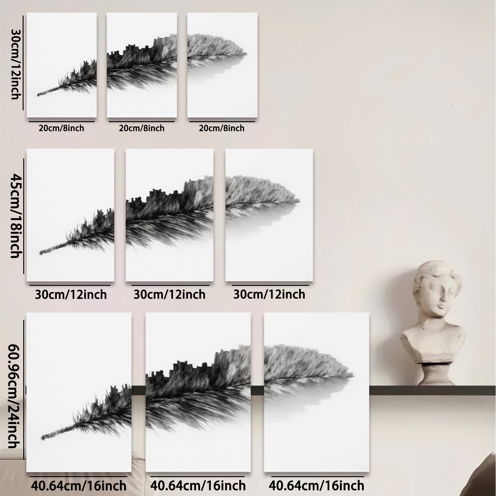 2D flat 1pc minimalist feather wall art modern farmhouse decor living room bedroom canvas print gallery wrapped timeless design rustic chic trending now stylish home accents