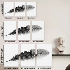 2D flat 1pc minimalist feather wall art modern farmhouse decor living room bedroom canvas print gallery wrapped timeless design rustic chic trending now stylish home accents