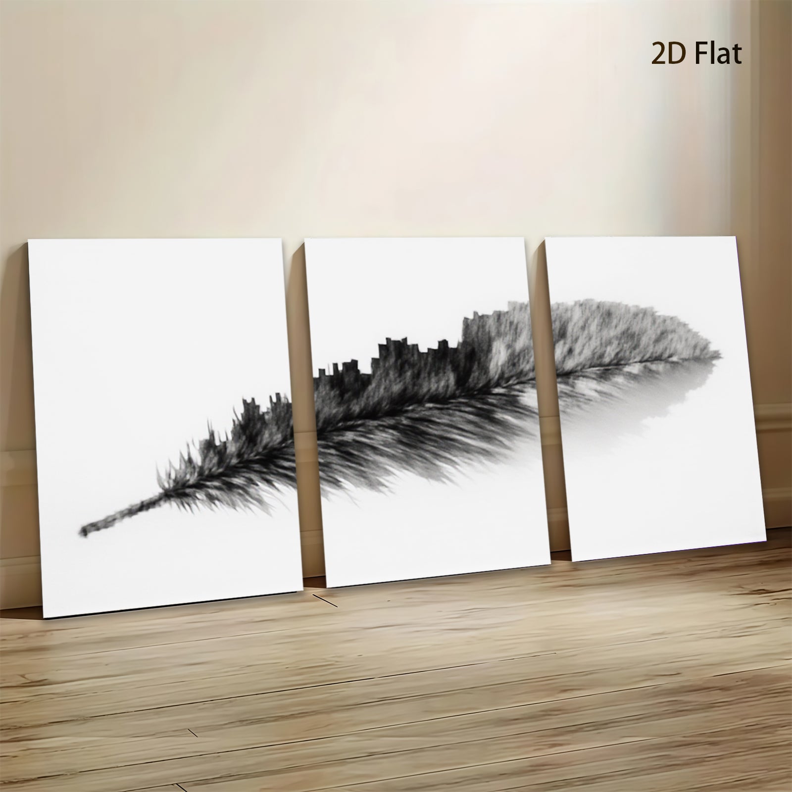 2D flat 1pc minimalist feather wall art modern farmhouse decor living room bedroom canvas print gallery wrapped timeless design rustic chic trending now stylish home accents