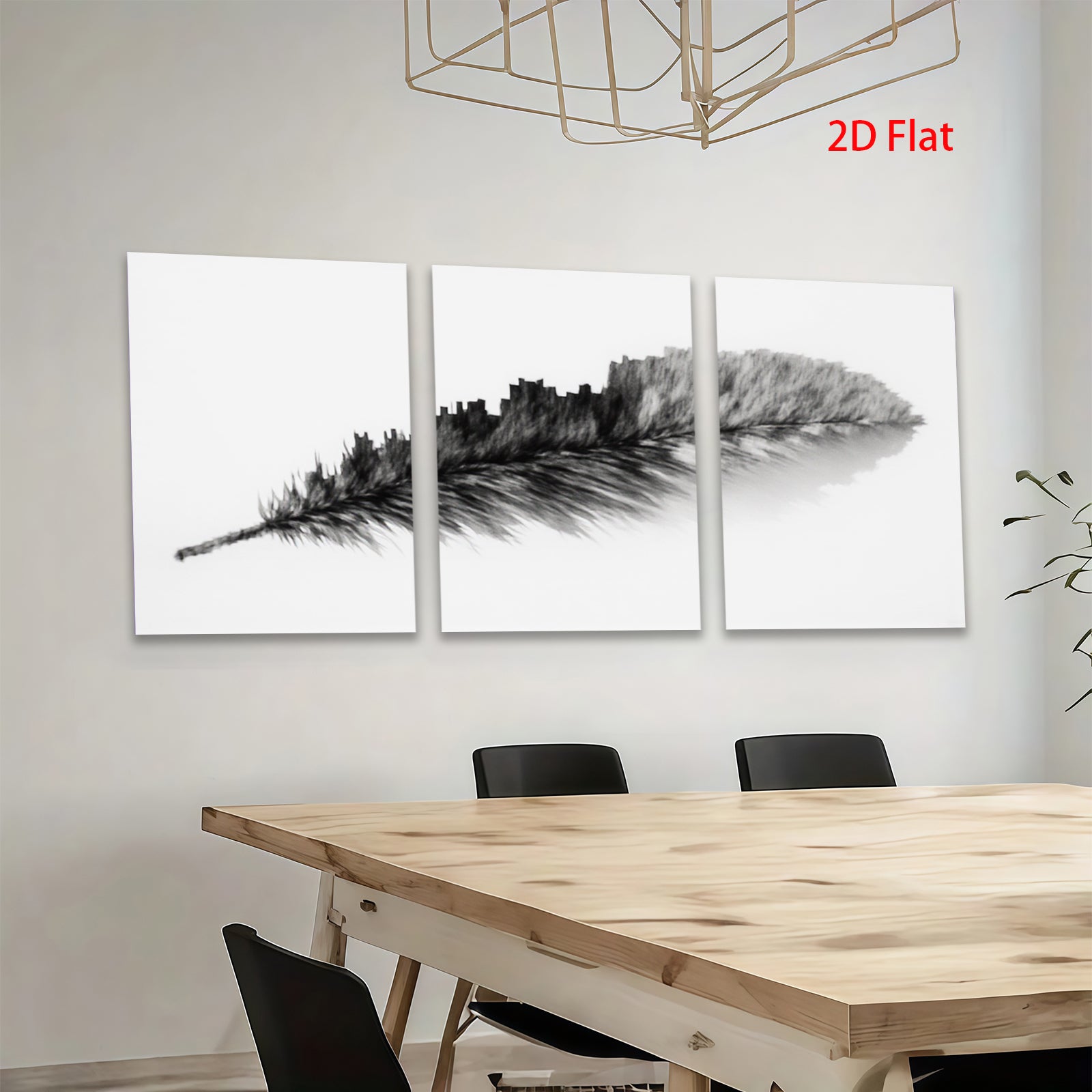 2D flat 1pc minimalist feather wall art modern farmhouse decor living room bedroom canvas print gallery wrapped timeless design rustic chic trending now stylish home accents