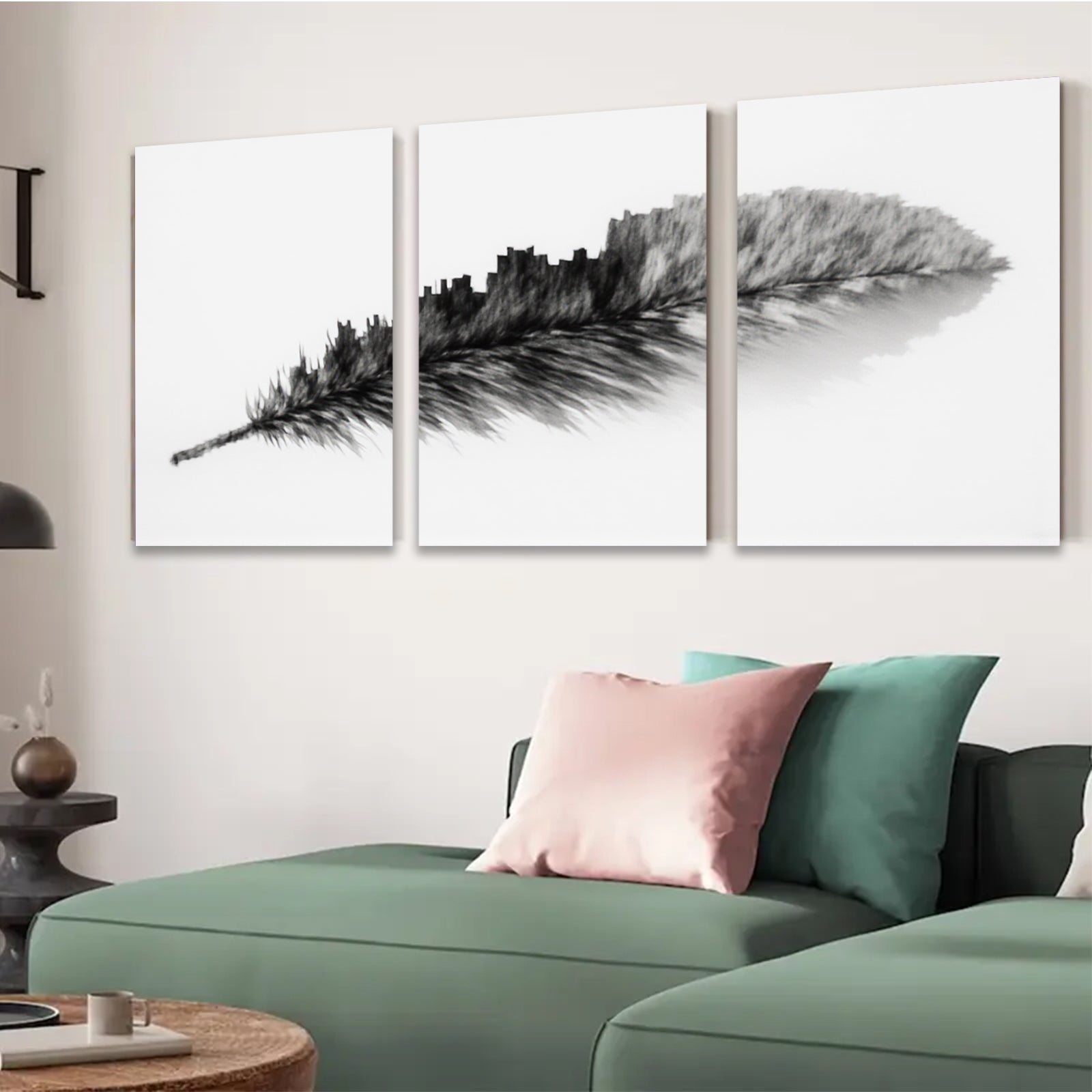 2D flat 1pc minimalist feather wall art modern farmhouse decor living room bedroom canvas print gallery wrapped timeless design rustic chic trending now stylish home accents