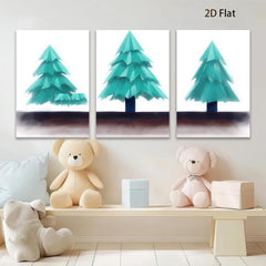 2D flat 1pc minimalist forest scene tranquil woodland wall art cozy living room bedroom decor farmhouse style gallery wrapped canvas print modern botanical artwork