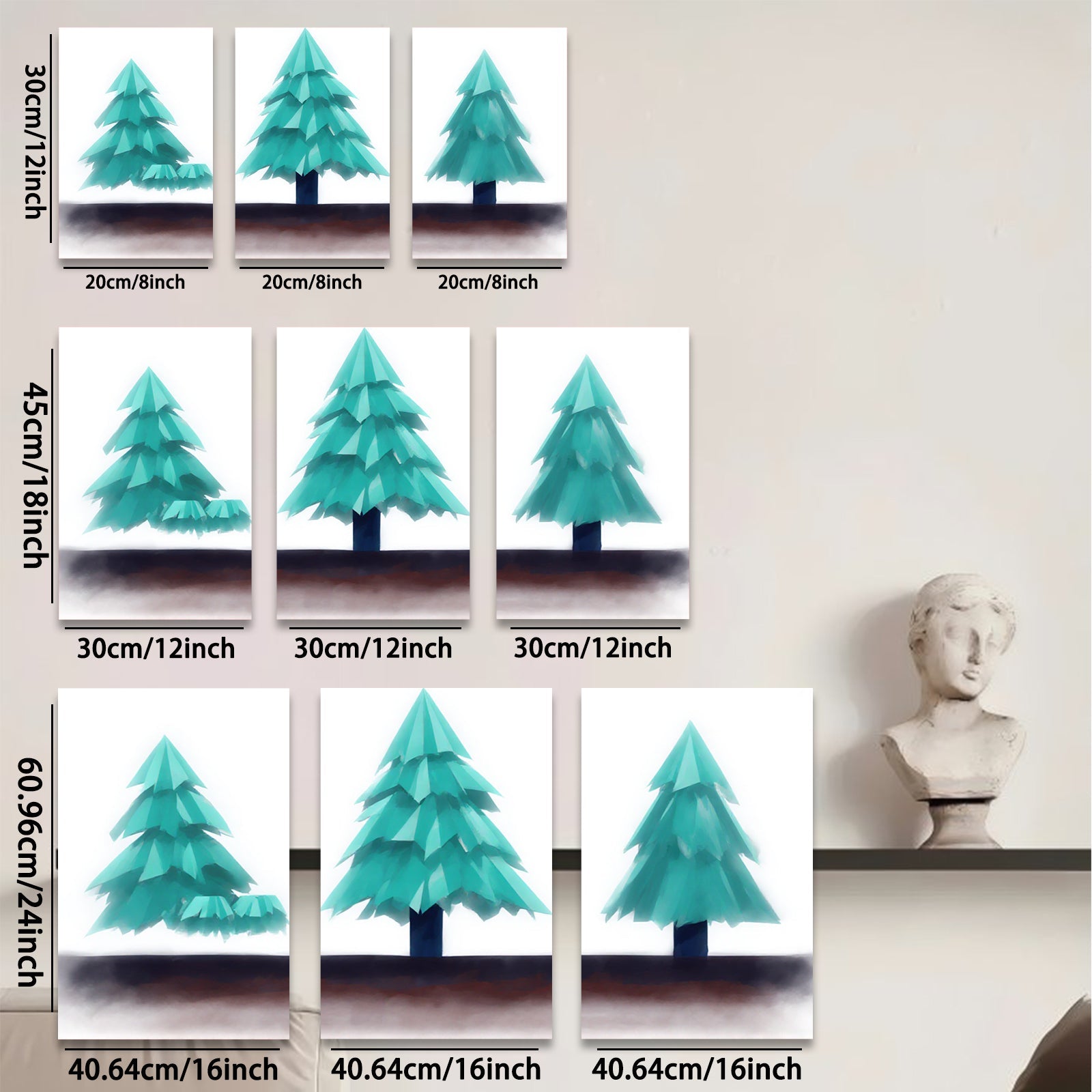 2D flat 1pc minimalist forest scene tranquil woodland wall art cozy living room bedroom decor farmhouse style gallery wrapped canvas print modern botanical artwork