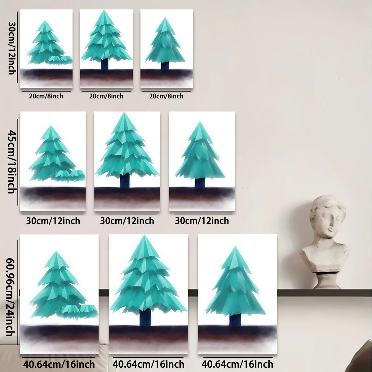 2D flat 1pc minimalist forest scene tranquil woodland wall art cozy living room bedroom decor farmhouse style gallery wrapped canvas print modern botanical artwork