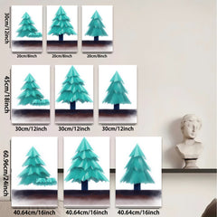 2D flat 1pc minimalist forest scene tranquil woodland wall art cozy living room bedroom decor farmhouse style gallery wrapped canvas print modern botanical artwork