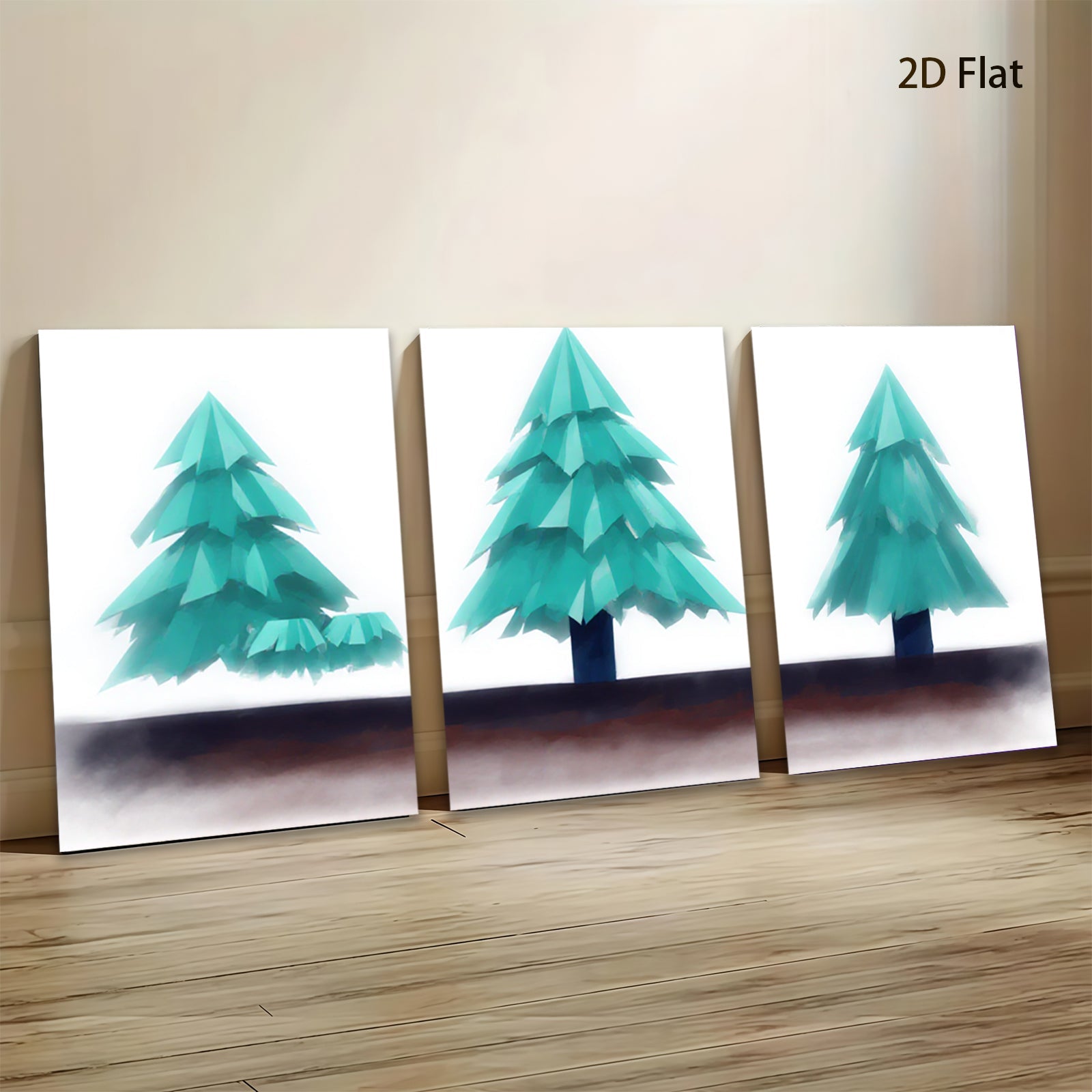 2D flat 1pc minimalist forest scene tranquil woodland wall art cozy living room bedroom decor farmhouse style gallery wrapped canvas print modern botanical artwork