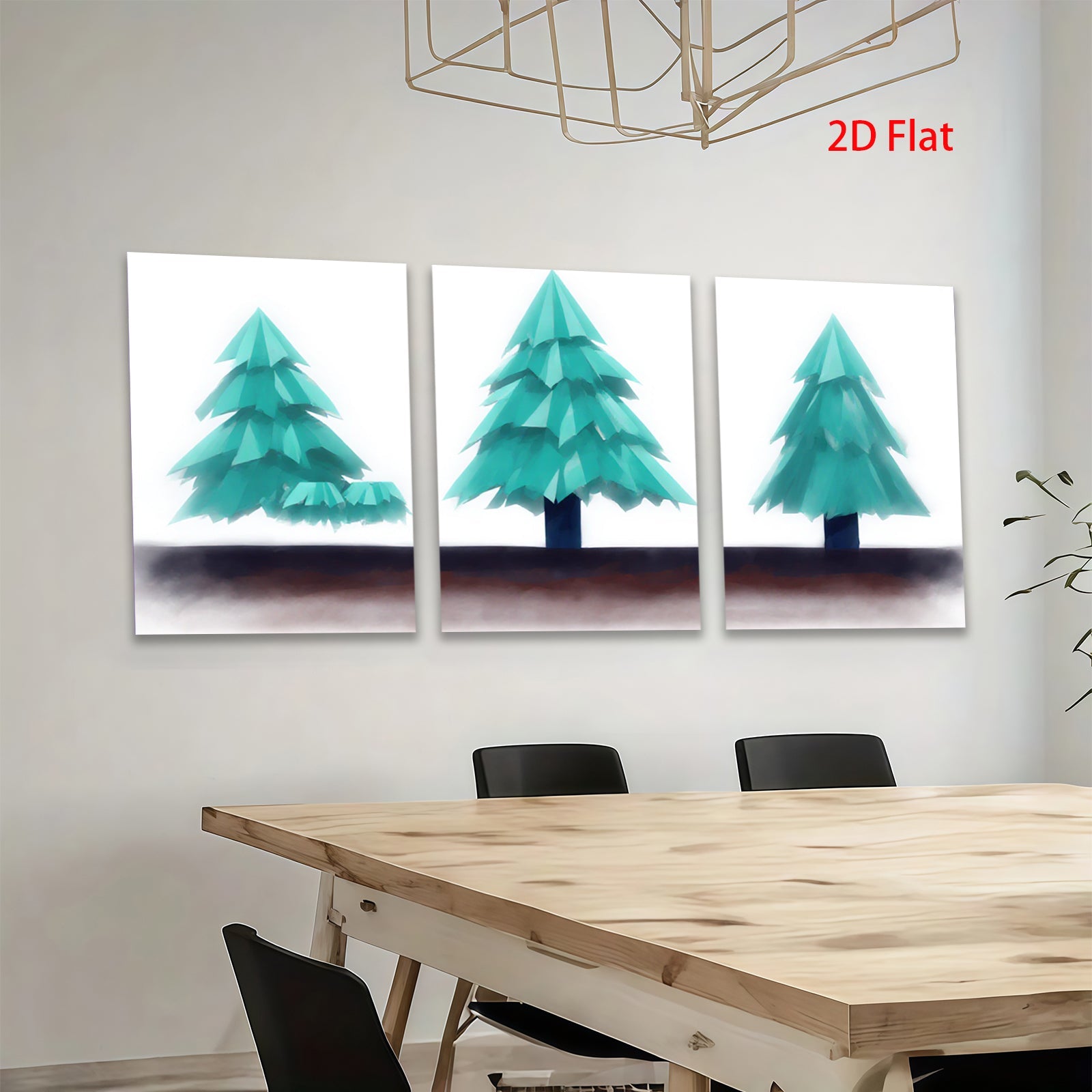 2D flat 1pc minimalist forest scene tranquil woodland wall art cozy living room bedroom decor farmhouse style gallery wrapped canvas print modern botanical artwork