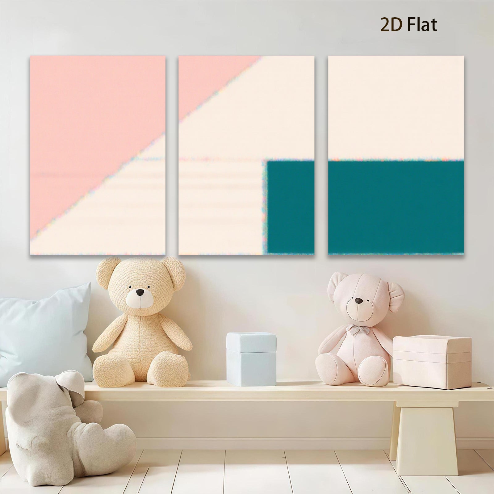 2D flat 1pc minimalist geometric blush pink abstract wall art modern farmhouse living room bedroom decor gallery wrapped canvas prints large size statement piece