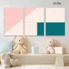 2D flat 1pc minimalist geometric blush pink abstract wall art modern farmhouse living room bedroom decor gallery wrapped canvas prints large size statement piece