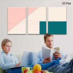 2D flat 1pc minimalist geometric blush pink abstract wall art modern farmhouse living room bedroom decor gallery wrapped canvas prints large size statement piece