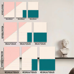 2D flat 1pc minimalist geometric blush pink abstract wall art modern farmhouse living room bedroom decor gallery wrapped canvas prints large size statement piece