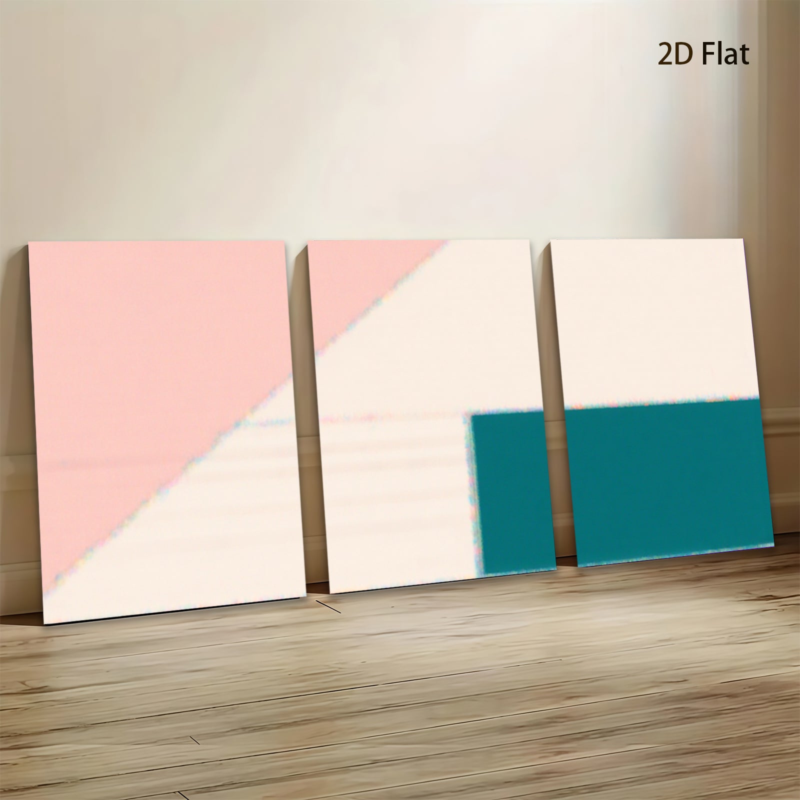 2D flat 1pc minimalist geometric blush pink abstract wall art modern farmhouse living room bedroom decor gallery wrapped canvas prints large size statement piece