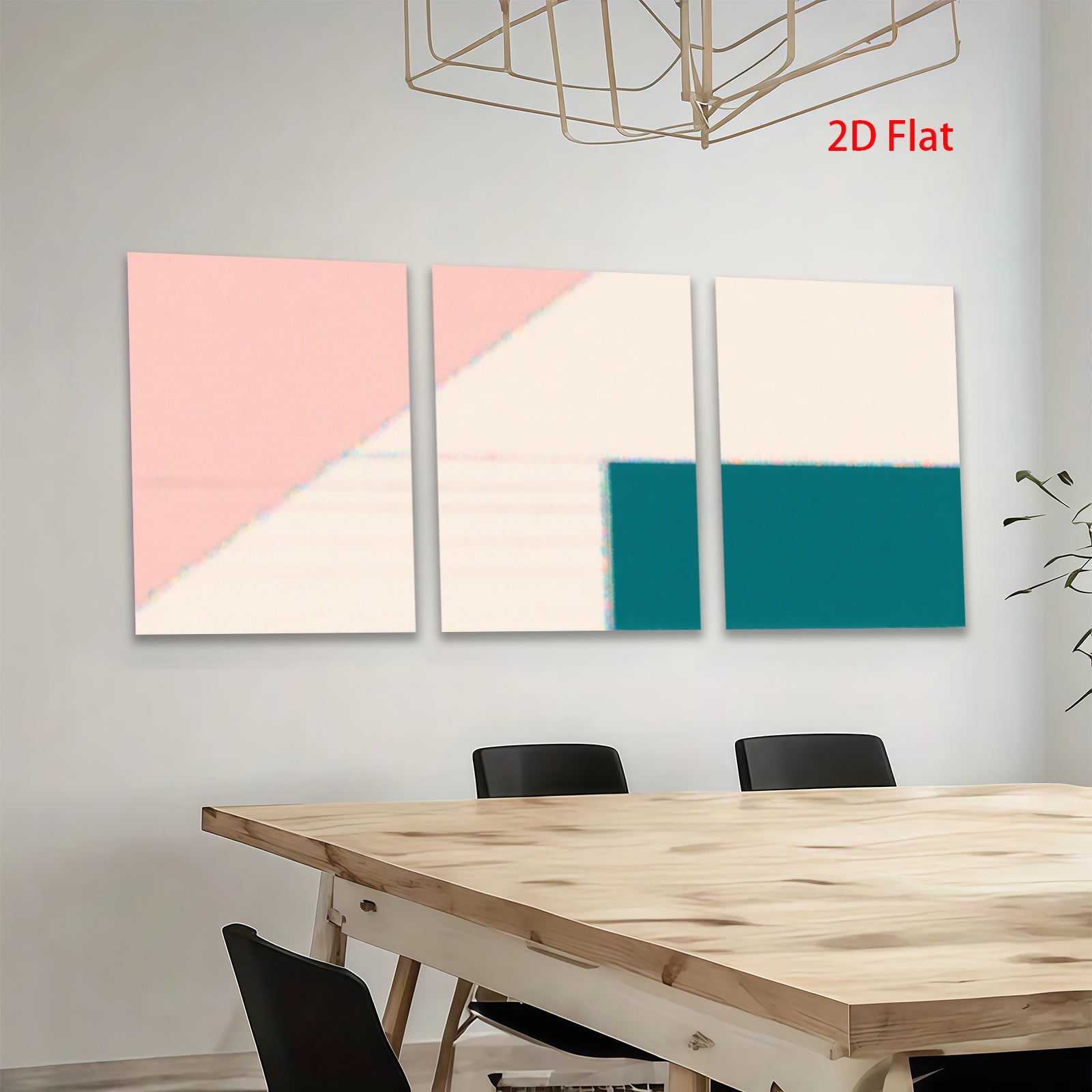 2D flat 1pc minimalist geometric blush pink abstract wall art modern farmhouse living room bedroom decor gallery wrapped canvas prints large size statement piece