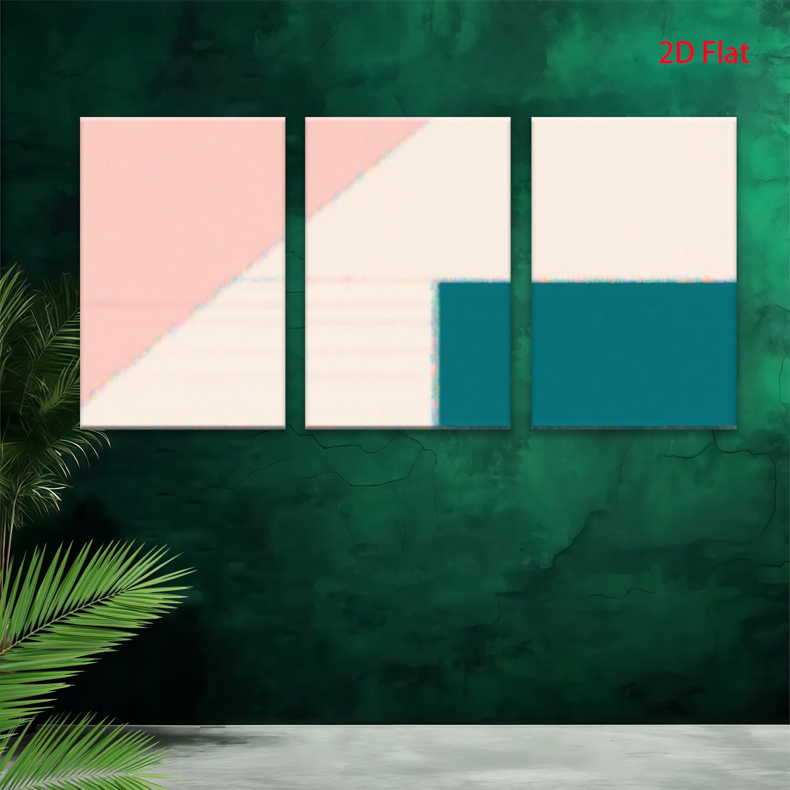 2D flat 1pc minimalist geometric blush pink abstract wall art modern farmhouse living room bedroom decor gallery wrapped canvas prints large size statement piece