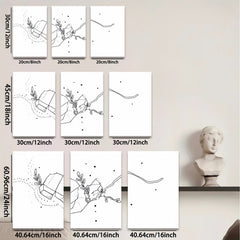 2D flat 1pc minimalist gift wrapping botanical line art wall decor for living room bedroom office farmhouse modern gallery wrapped canvas prints