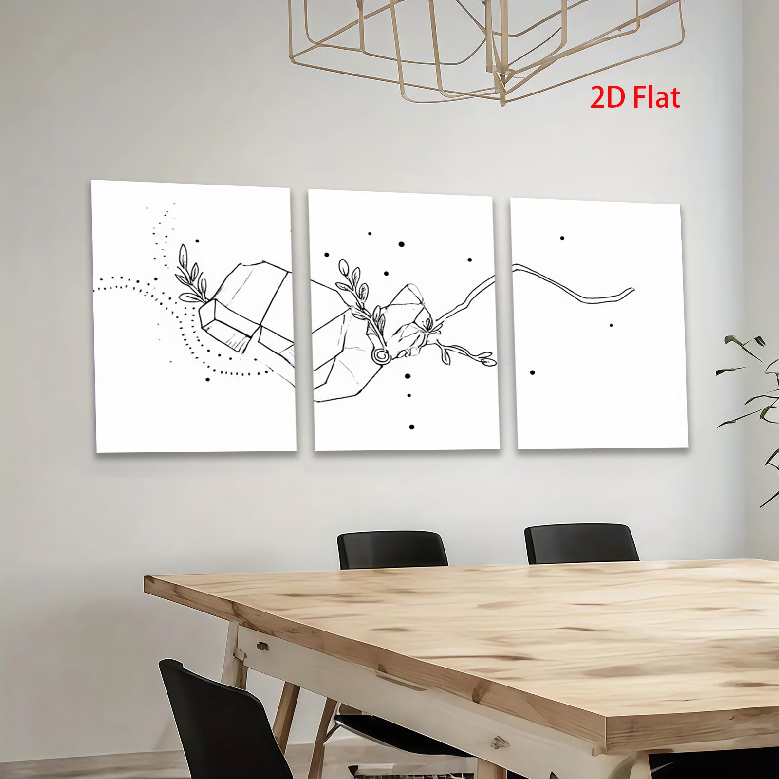2D flat 1pc minimalist gift wrapping botanical line art wall decor for living room bedroom office farmhouse modern gallery wrapped canvas prints