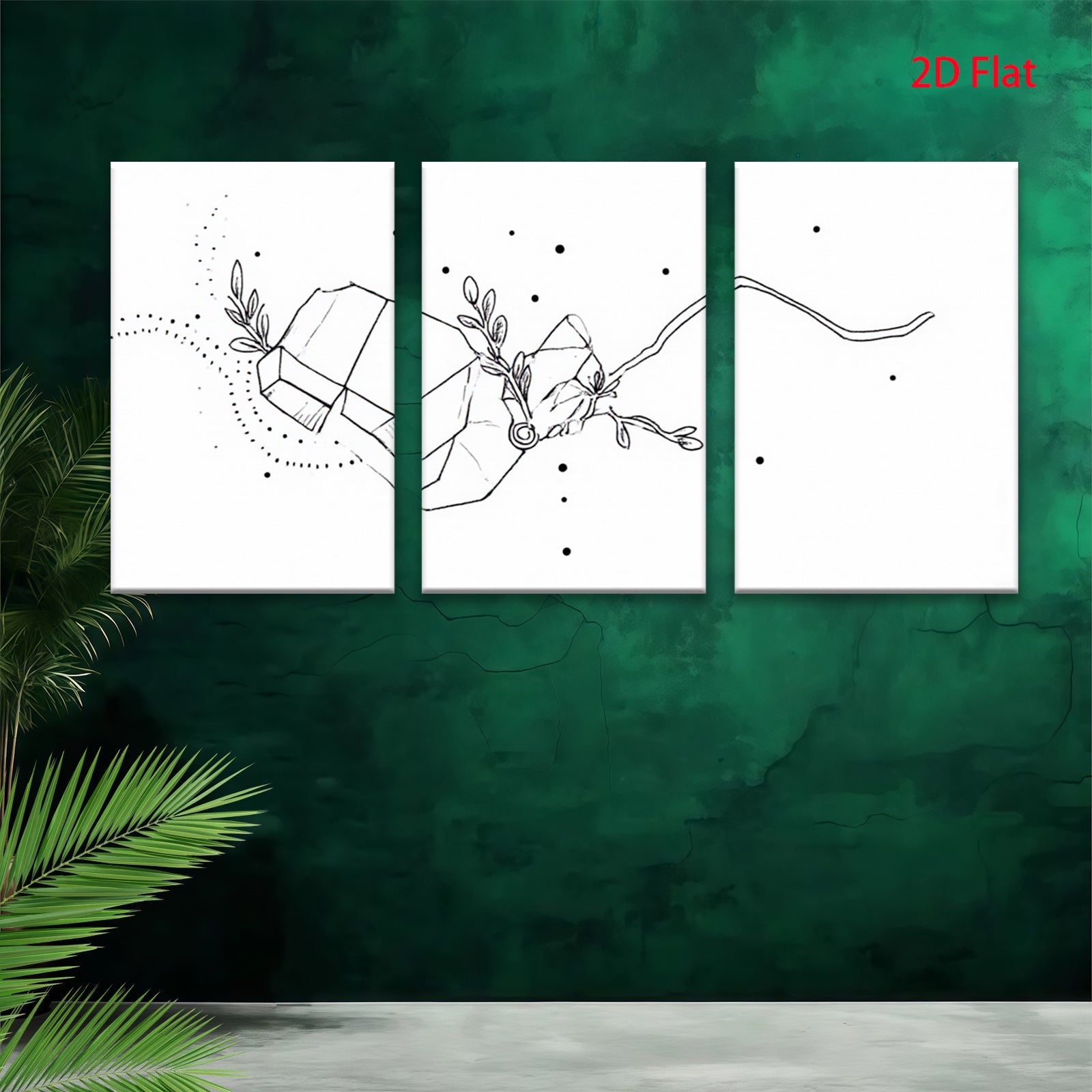 2D flat 1pc minimalist gift wrapping botanical line art wall decor for living room bedroom office farmhouse modern gallery wrapped canvas prints