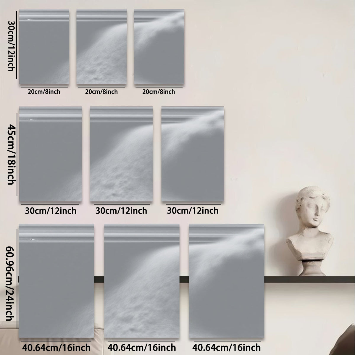 2D flat 1pc minimalist gray abstract wall art modern canvas prints for living room bedroom office decor farmhouse style large size statement piece gallery wrapped ready to hang