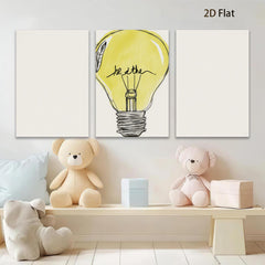 2D flat 1pc minimalist lightbulb sketch wall art for home office decor inspirational motivation modern farmhouse living room bedroom aesthetic prints canvas