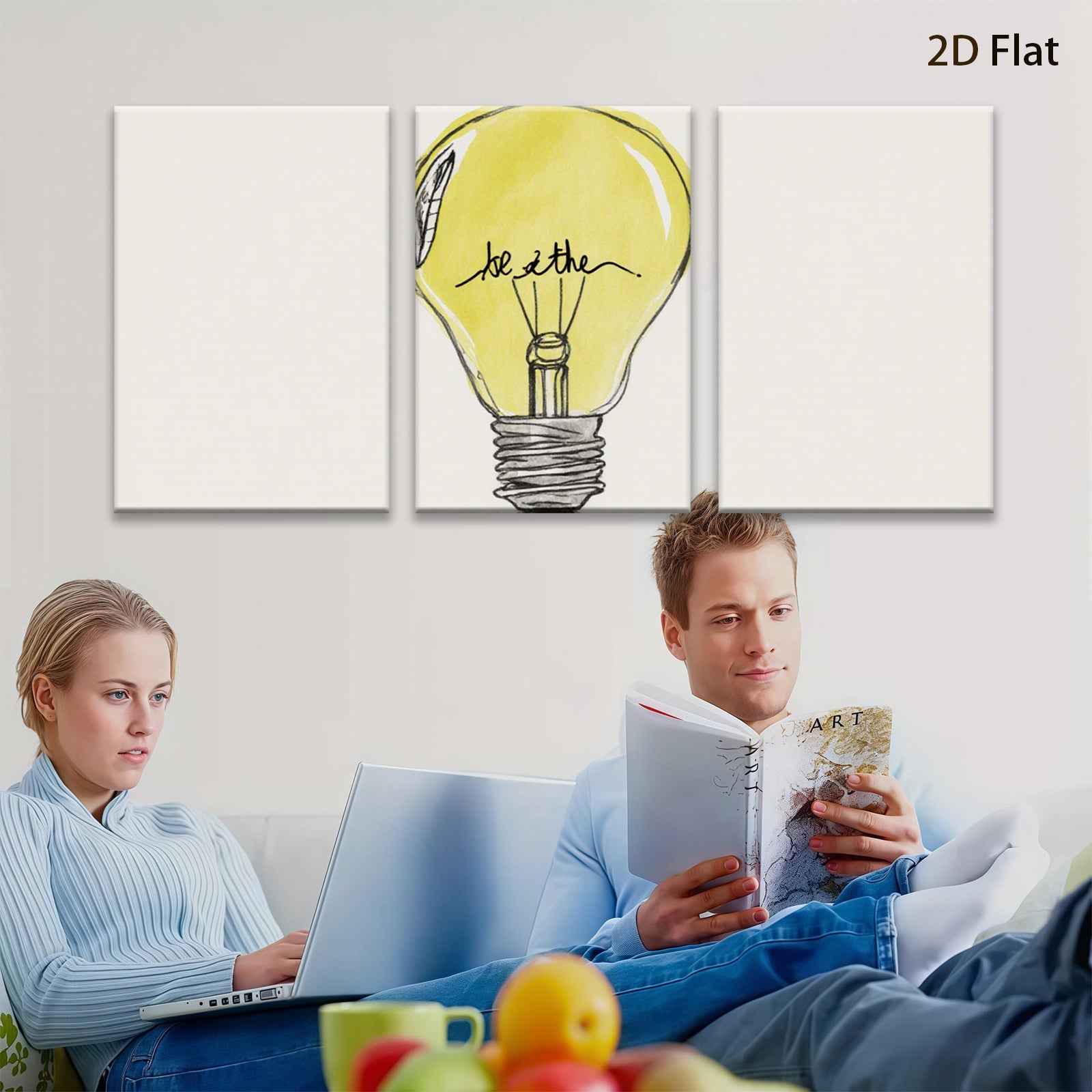 2D flat 1pc minimalist lightbulb sketch wall art for home office decor inspirational motivation modern farmhouse living room bedroom aesthetic prints canvas