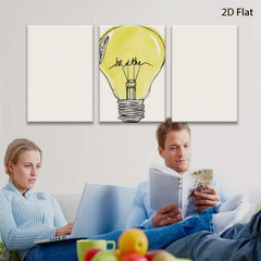 2D flat 1pc minimalist lightbulb sketch wall art for home office decor inspirational motivation modern farmhouse living room bedroom aesthetic prints canvas