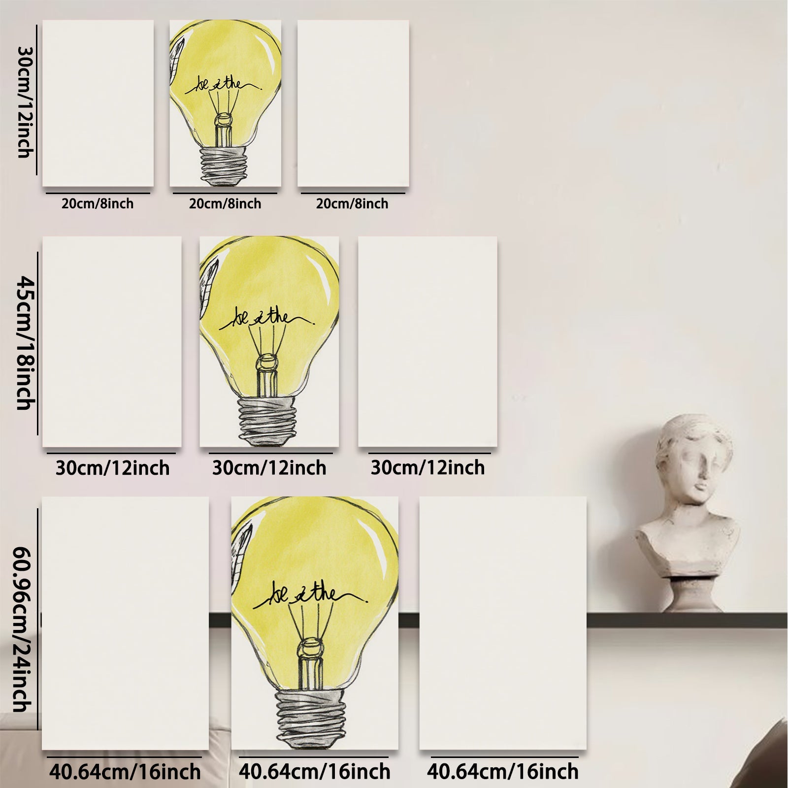 2D flat 1pc minimalist lightbulb sketch wall art for home office decor inspirational motivation modern farmhouse living room bedroom aesthetic prints canvas