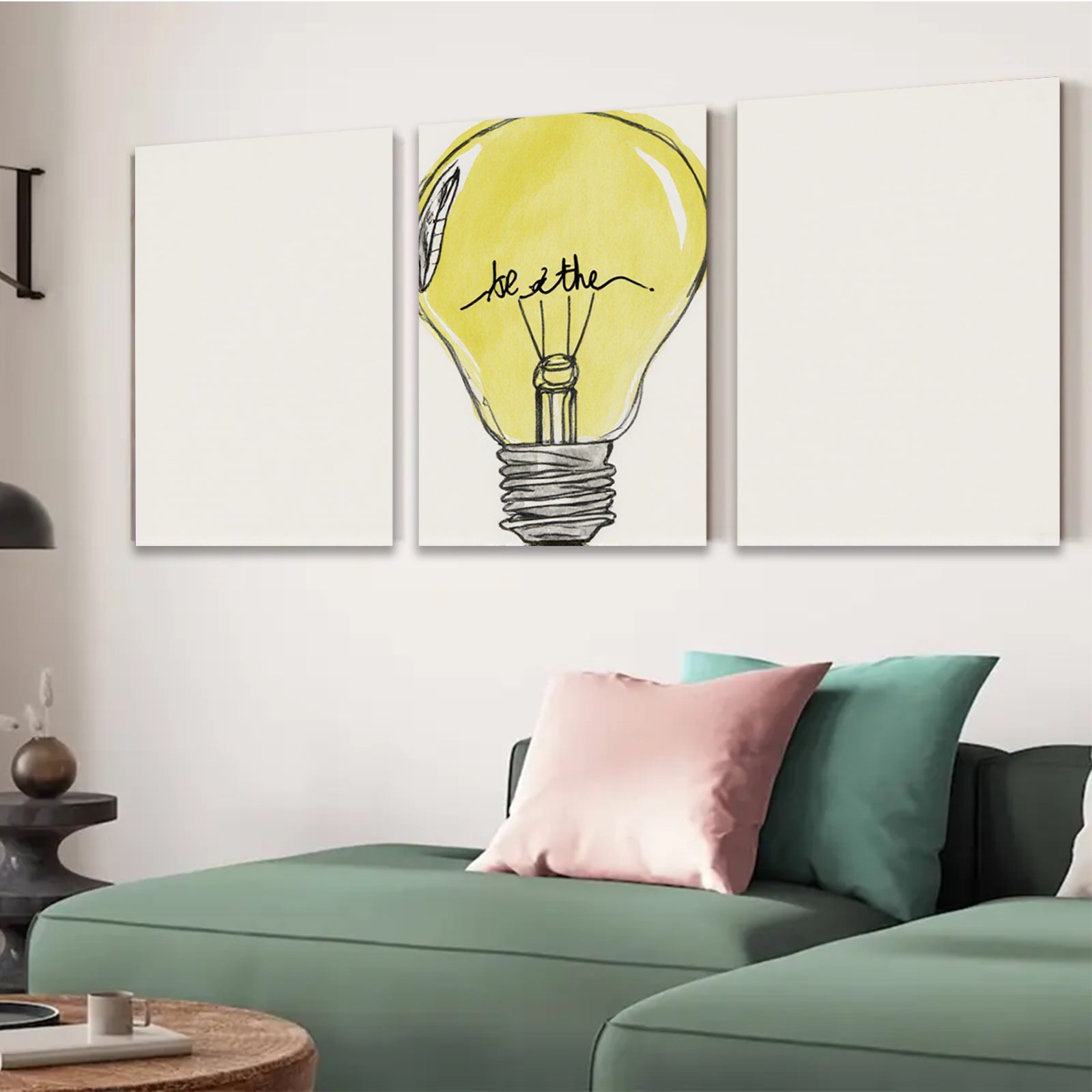 2D flat 1pc minimalist lightbulb sketch wall art for home office decor inspirational motivation modern farmhouse living room bedroom aesthetic prints canvas