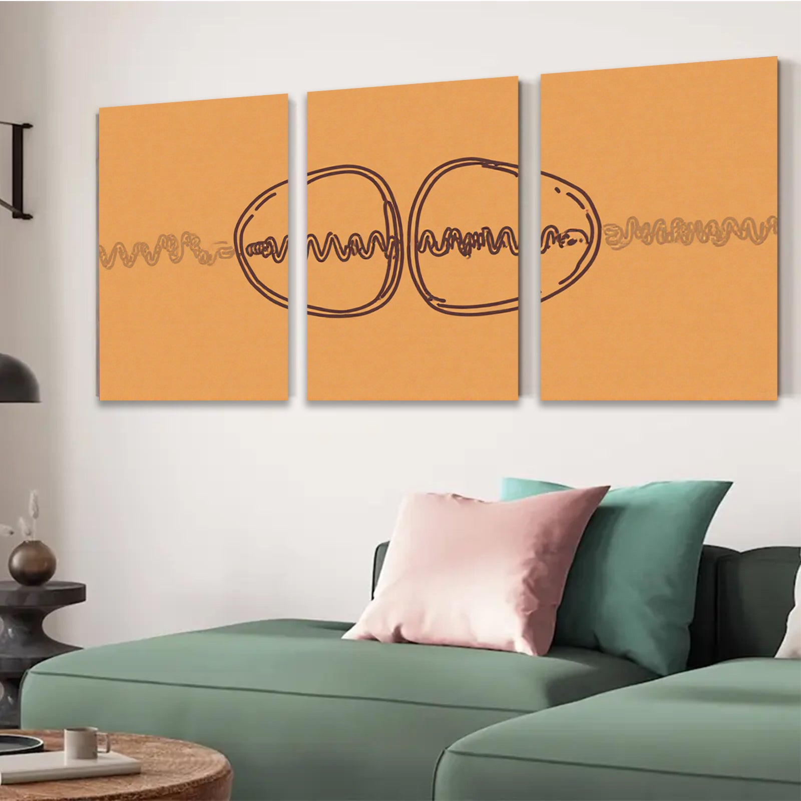 2D flat 1pc minimalist line art abstract connected circles modern wall decor living room bedroom office gallery wrapped canvas prints farmhouse aesthetic trending now