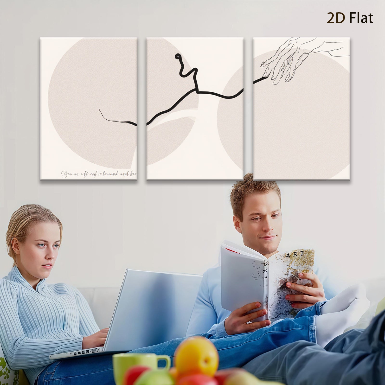 2D flat 1pc minimalist line art abstract flowing form modern wall decor living room bedroom canvas print gallery wrapped farmhouse style statement piece trending now