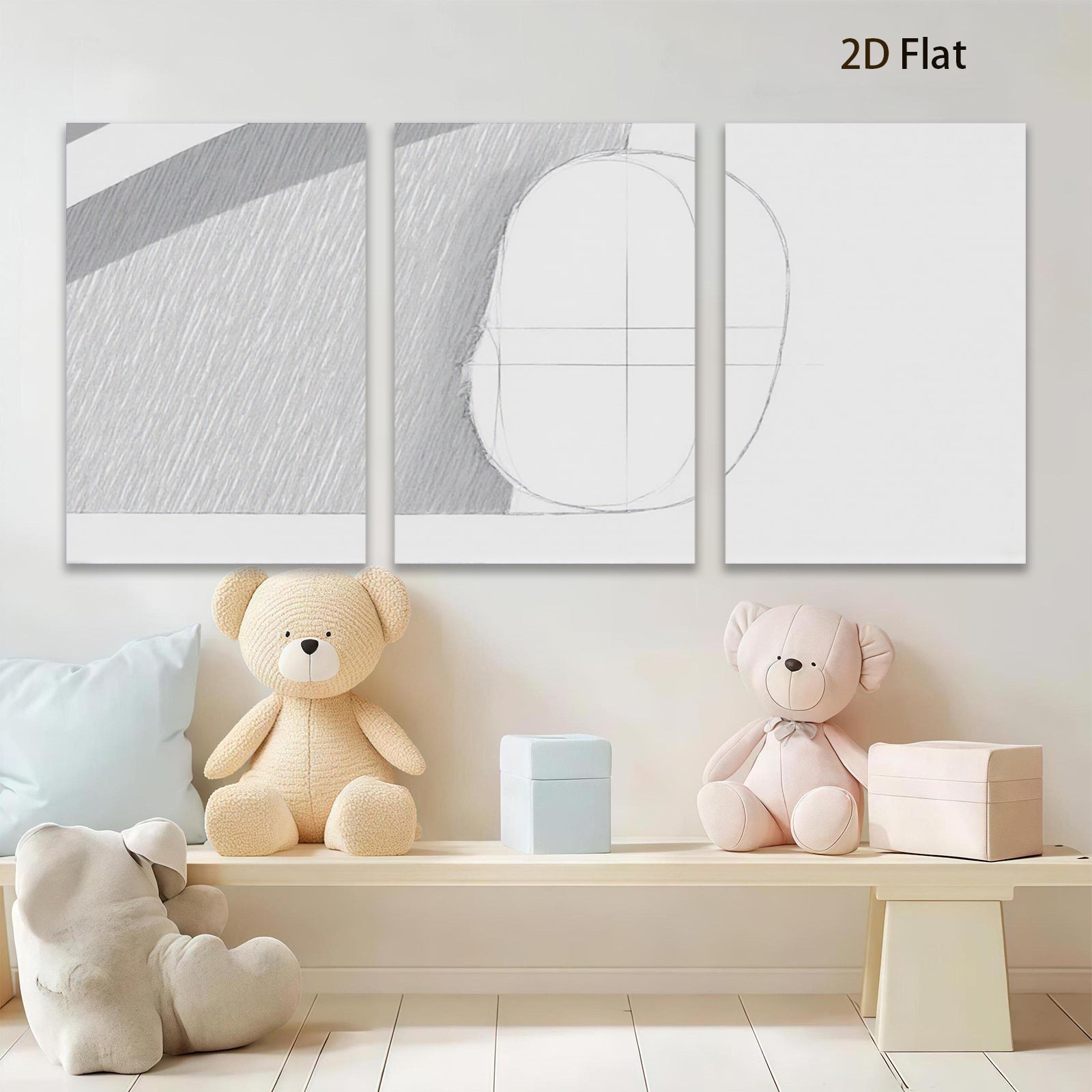 2D flat 1pc minimalist line art abstract geometric wall decor living room bedroom modern farmhouse gallery wrapped canvas prints large size