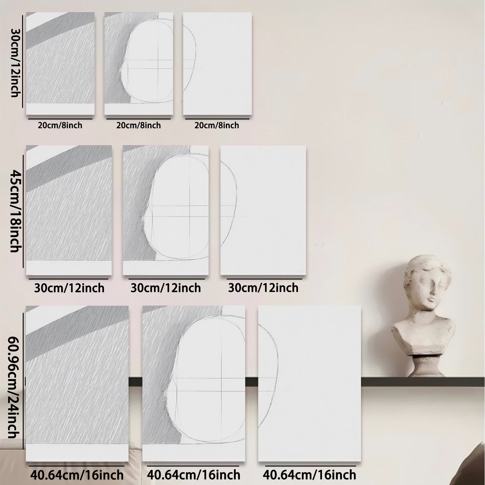 2D flat 1pc minimalist line art abstract geometric wall decor living room bedroom modern farmhouse gallery wrapped canvas prints large size