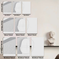 2D flat 1pc minimalist line art abstract geometric wall decor living room bedroom modern farmhouse gallery wrapped canvas prints large size