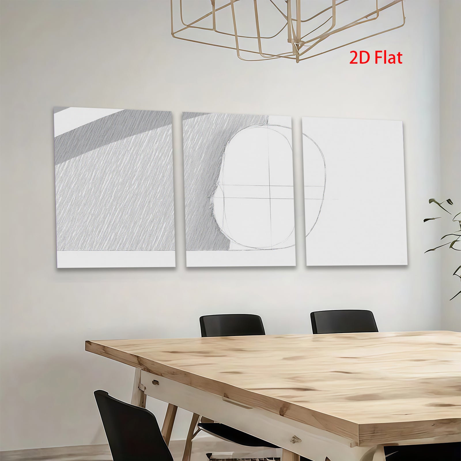 2D flat 1pc minimalist line art abstract geometric wall decor living room bedroom modern farmhouse gallery wrapped canvas prints large size