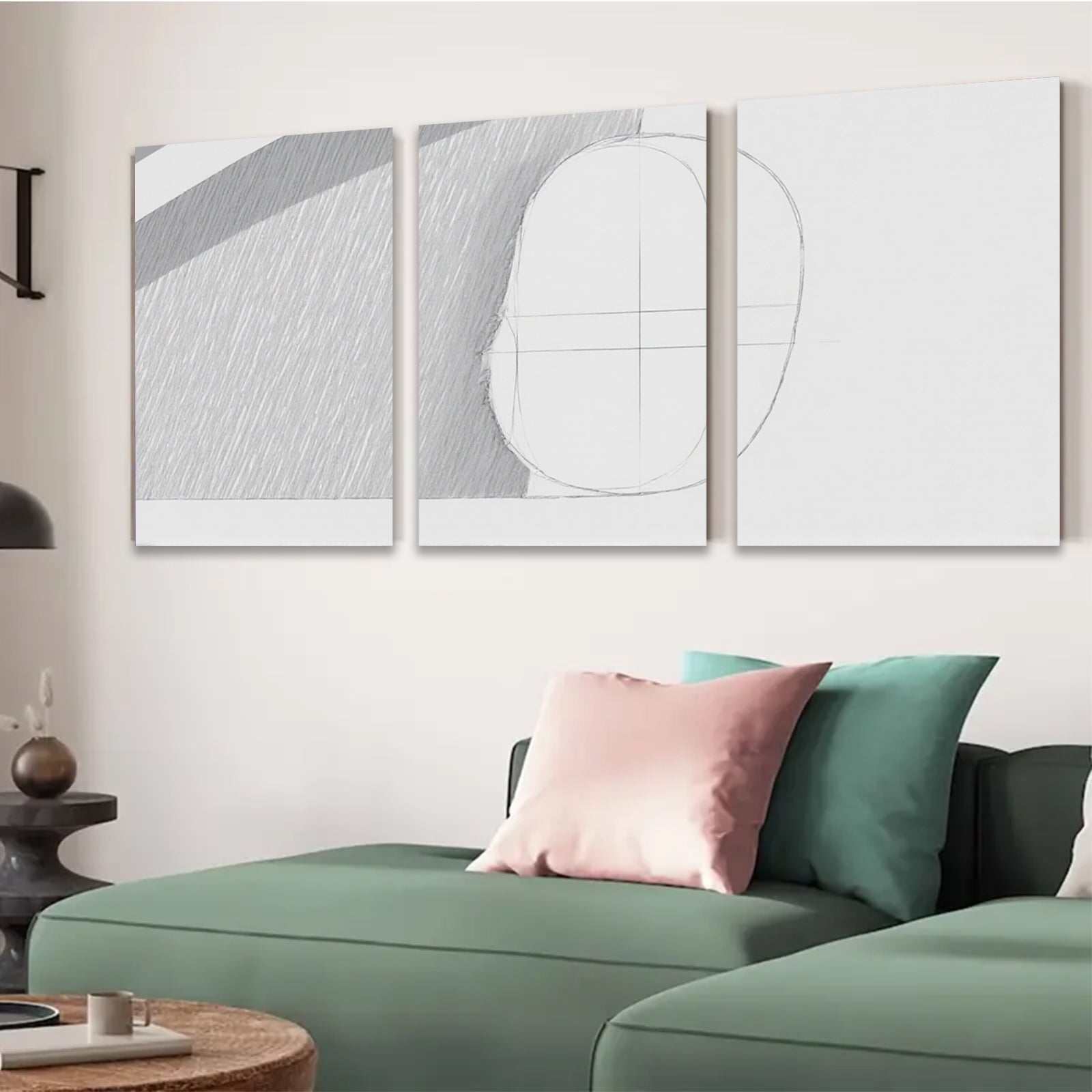 2D flat 1pc minimalist line art abstract geometric wall decor living room bedroom modern farmhouse gallery wrapped canvas prints large size