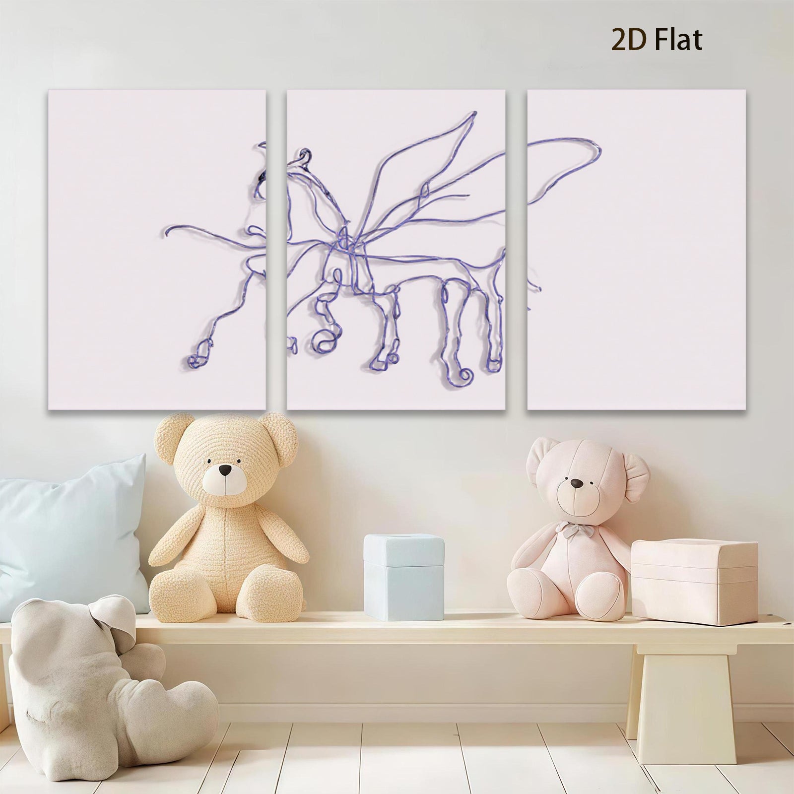 2D flat 1pc minimalist line art horse drawing modern farmhouse wall decor living room bedroom gallery wrapped canvas print cozy home vibes