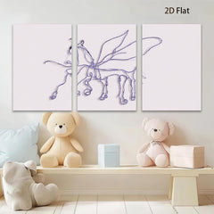 2D flat 1pc minimalist line art horse drawing modern farmhouse wall decor living room bedroom gallery wrapped canvas print cozy home vibes