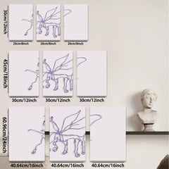 2D flat 1pc minimalist line art horse drawing modern farmhouse wall decor living room bedroom gallery wrapped canvas print cozy home vibes