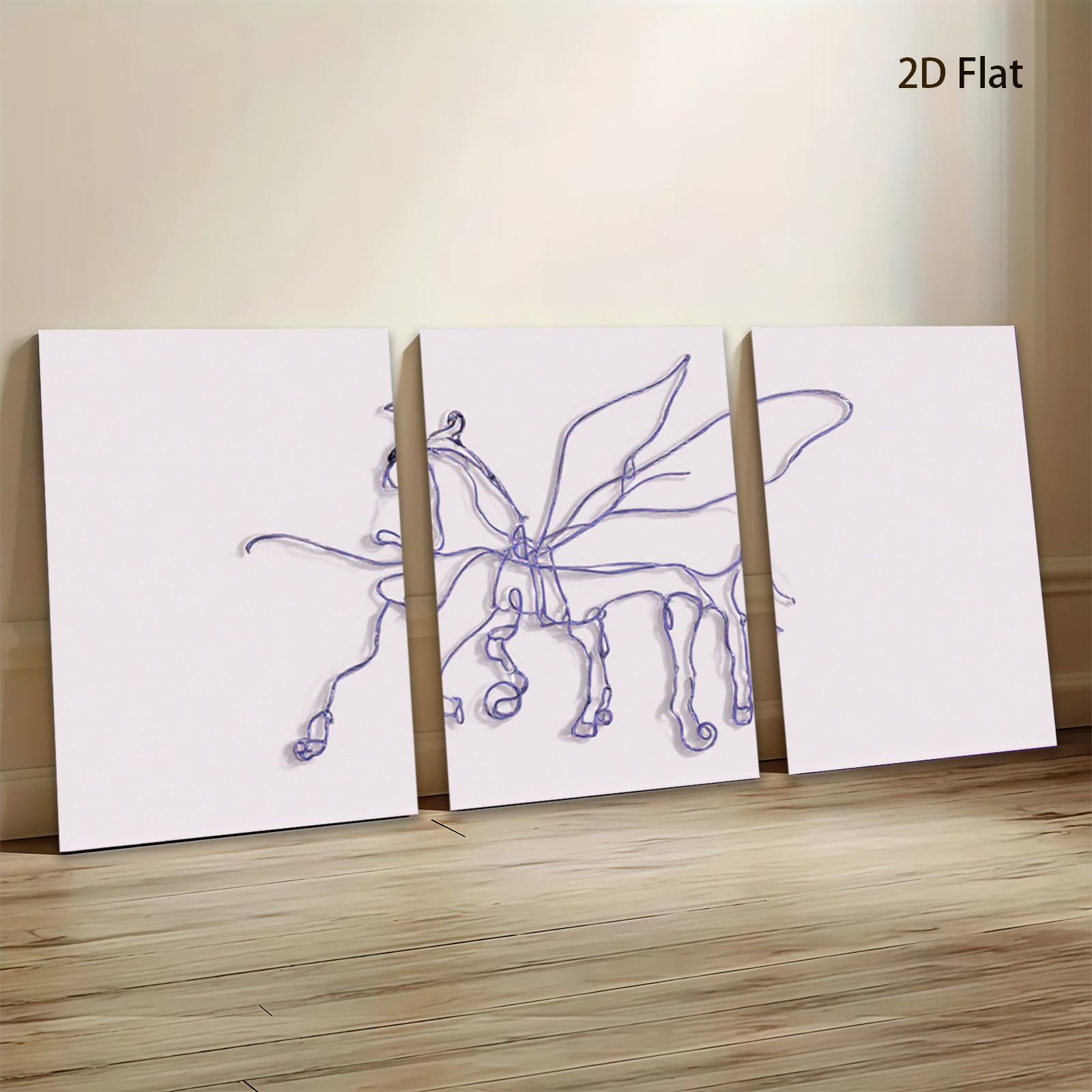 2D flat 1pc minimalist line art horse drawing modern farmhouse wall decor living room bedroom gallery wrapped canvas print cozy home vibes