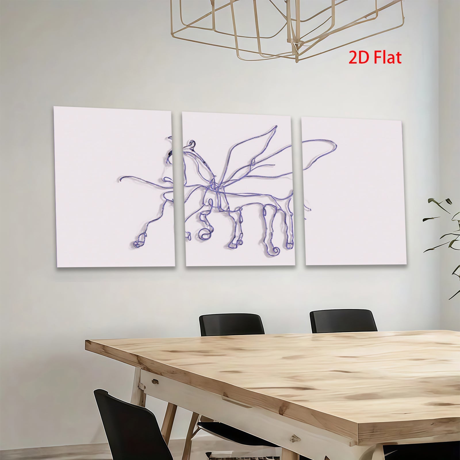 2D flat 1pc minimalist line art horse drawing modern farmhouse wall decor living room bedroom gallery wrapped canvas print cozy home vibes