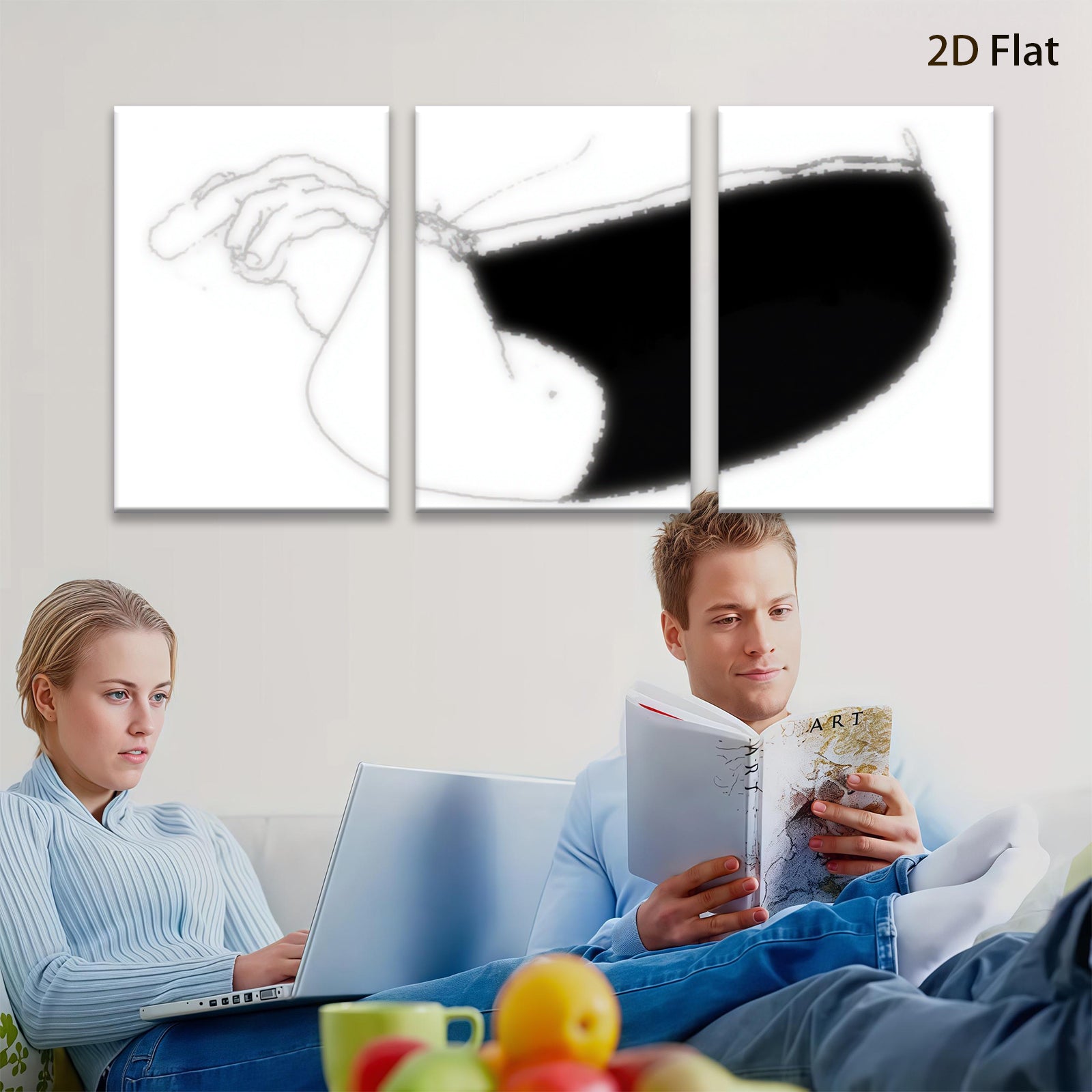 2D flat 1pc minimalist line art nude female body painting for living room bedroom wall decor modern farmhouse aesthetic gallery wrapped canvas prints