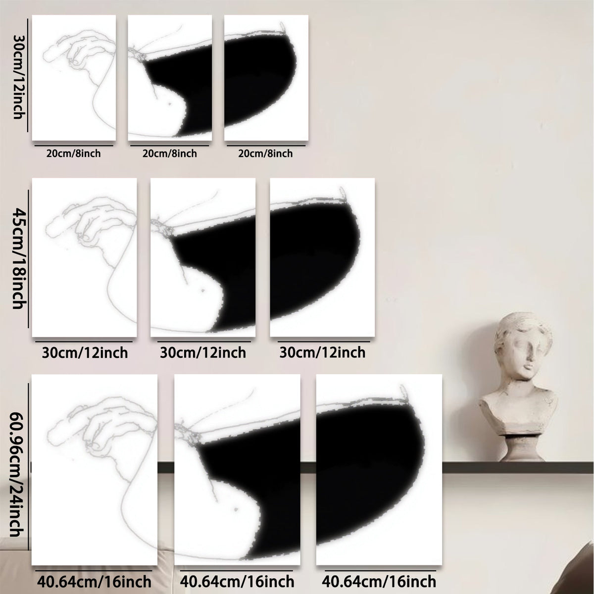 2D flat 1pc minimalist line art nude female body painting for living room bedroom wall decor modern farmhouse aesthetic gallery wrapped canvas prints