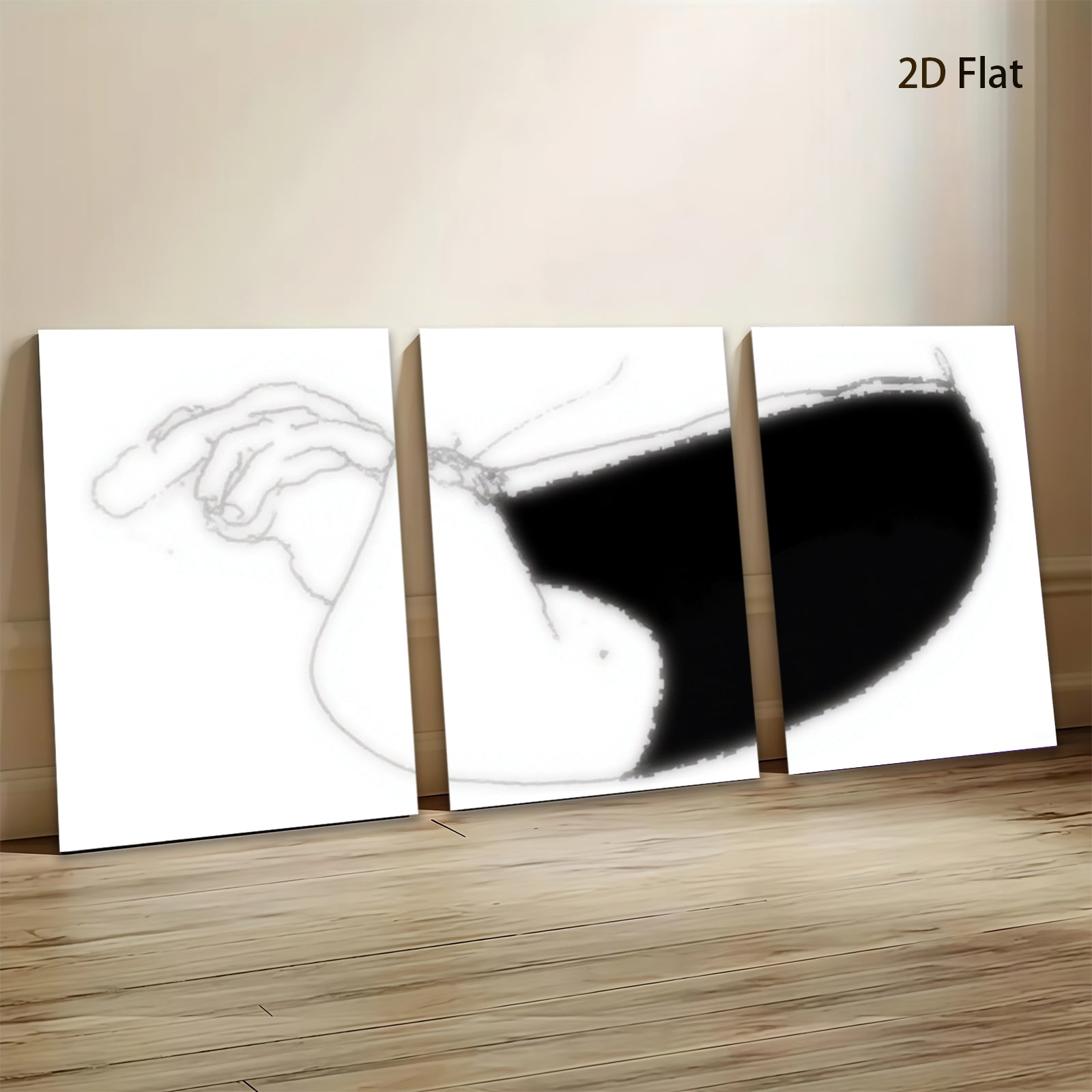 2D flat 1pc minimalist line art nude female body painting for living room bedroom wall decor modern farmhouse aesthetic gallery wrapped canvas prints